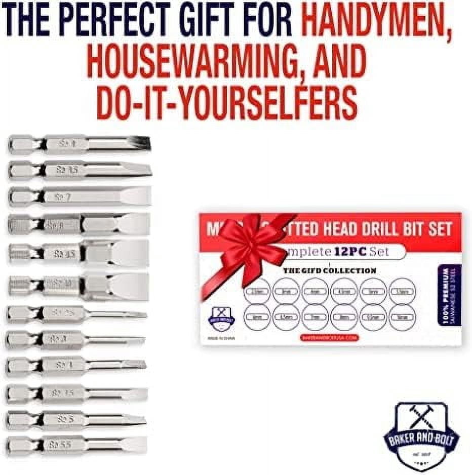 TRA-Slotted Screwdriver Bit Set (PREMIUM 12pc Complete Metric Set) w ...
