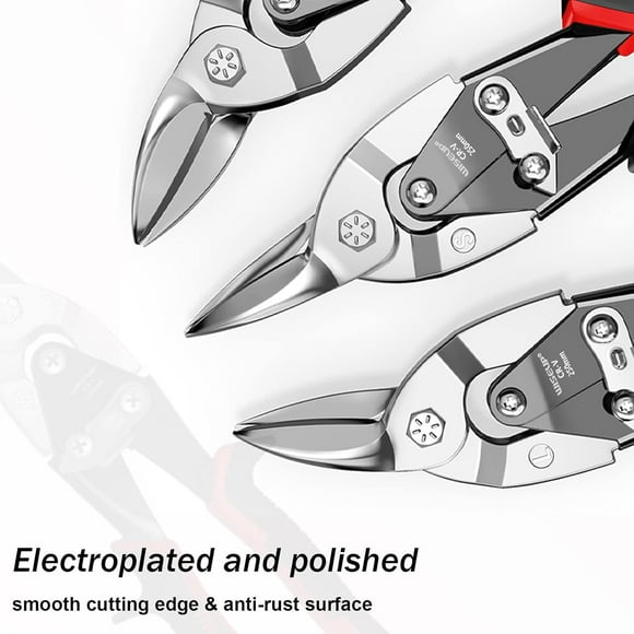 TRA-Tin Snips for Cutting Metal Sheet Heavy Duty Straight Cut 10-inch Aviation Snips With Double Lever,Industrial CR-V Metal Cutter Sheet Metal Tools