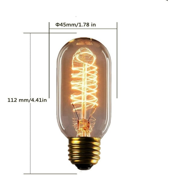 TRA-Vintage Edison Bulb - 25 Watt - T45 - Spiral Cage Filament - Dimmable - 8 Pack - 65 Lumen