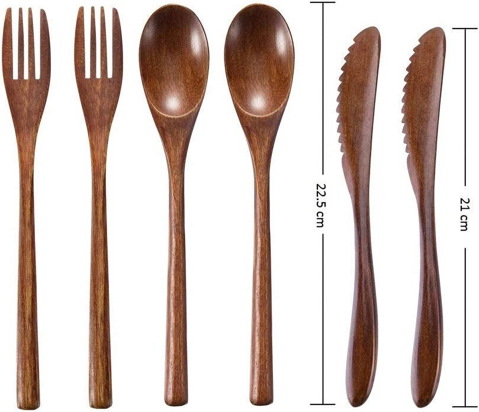Censsa 9-Piece Reusable Wooden Travel Utensil Set - Fork, Spoon, Knife, Chopsticks & Case