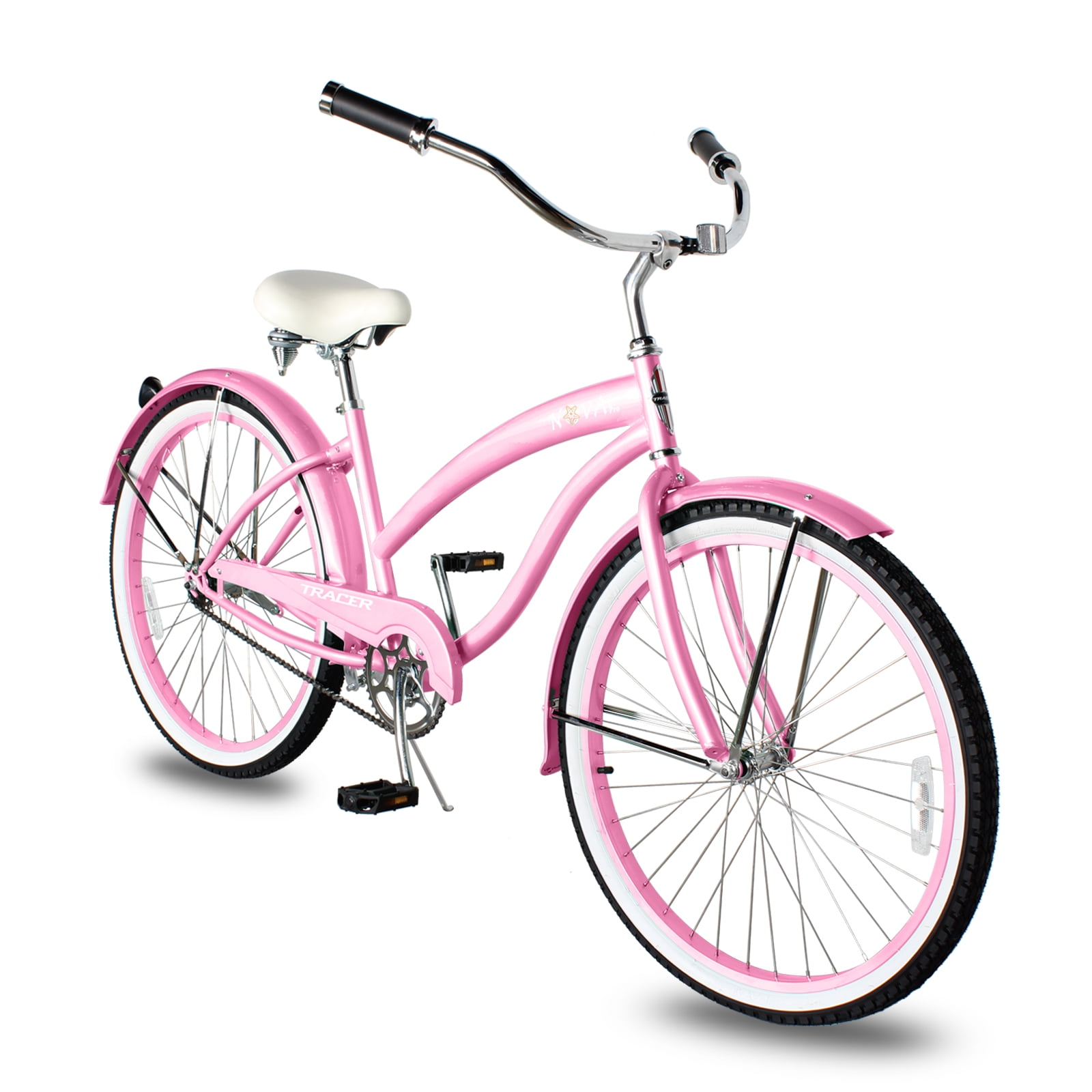 Tracer Nova 26-Inch Hybrid Beach Cruiser Bikes for Women, Pink