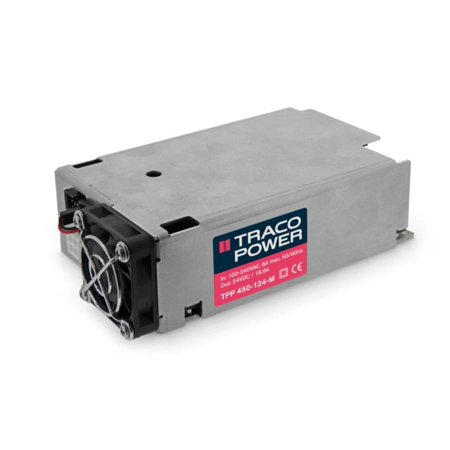 TRACO POWER TPP 450-148-M, Power Supply; AC-DC; Enclosed; :450W; 48VDC 9.4A; Adj Vout, 85-264VAC In