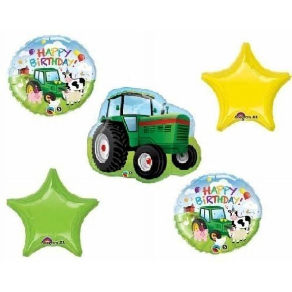 TRACTOR Farm Barnyard Babies BABY Animals 5 PIece Mylar Balloons Set