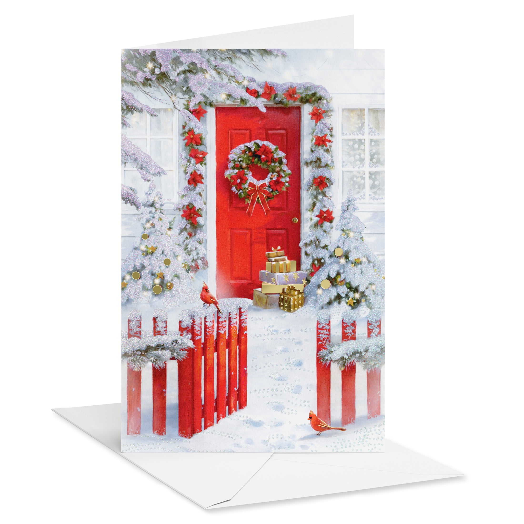 American Greetings Traditional Christmas Card Bundle, Red Door (18-Count)