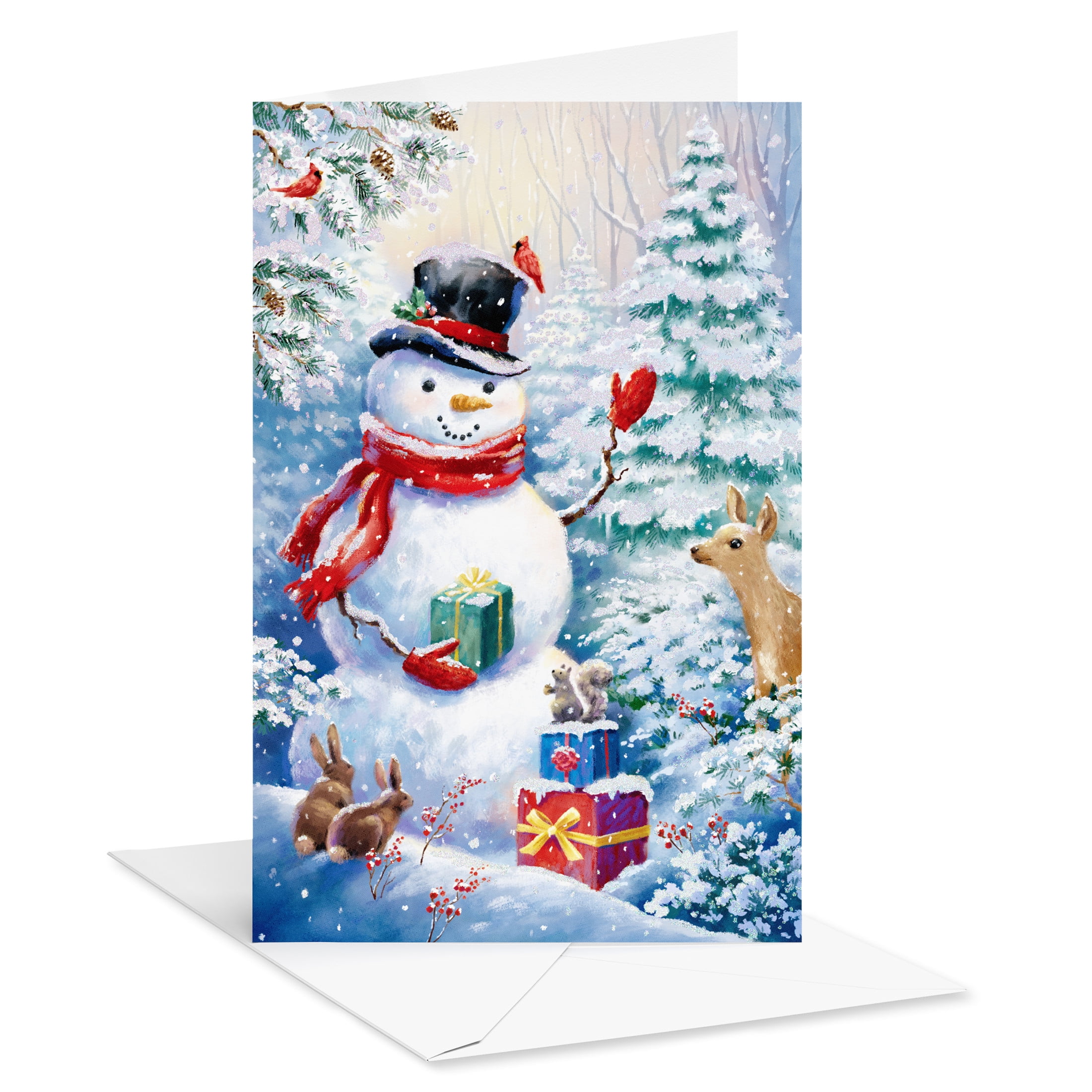 American Greetings Traditional Christmas Card Bundle, Snowman Scene (18-Count)