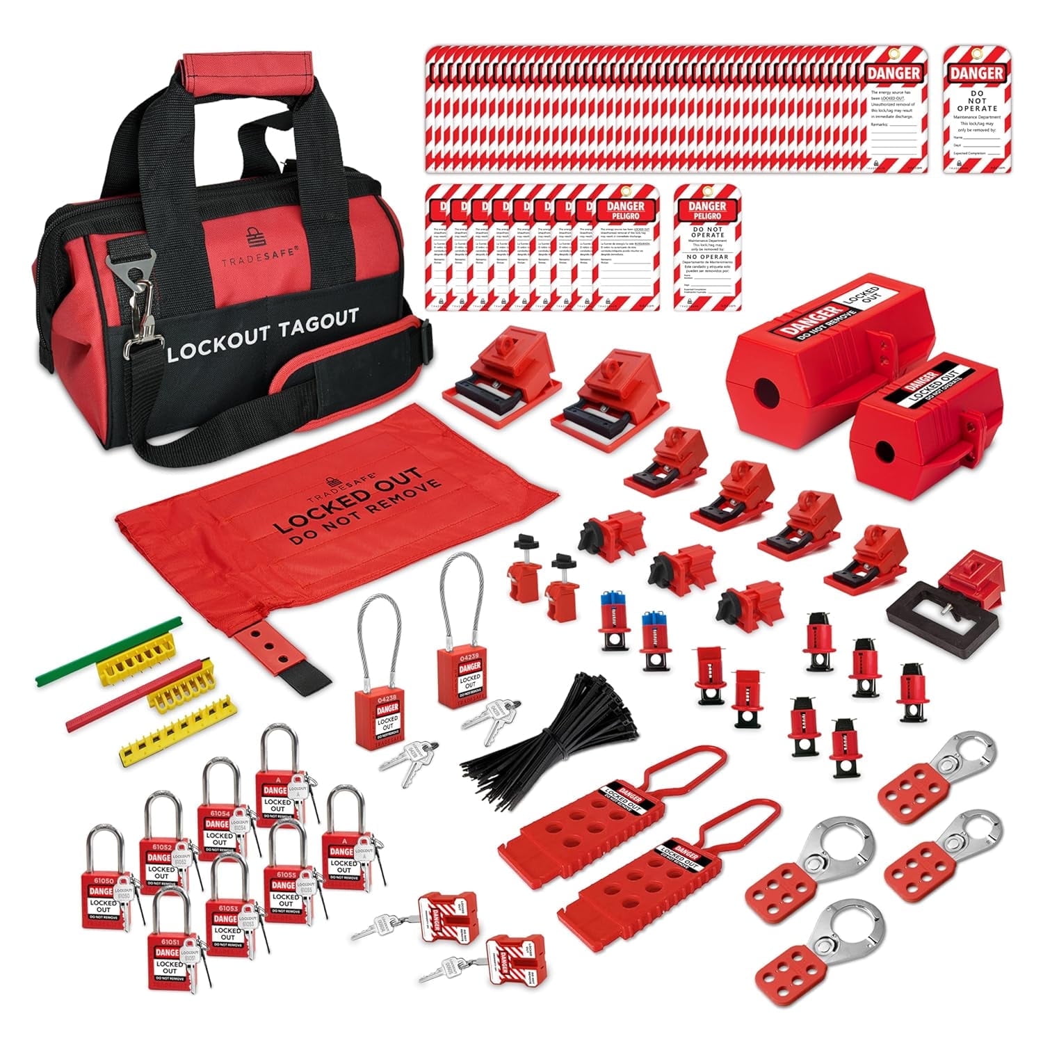TRADESAFE Electrical Lockout Tagout Kit, LOTO Kit 90 Pcs, OSHA ...