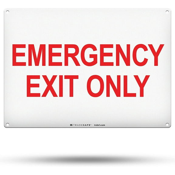 TRADESAFE Emergency Exit Only Sign, Wall Safety Signs, 14” x 10”, 40 Mil Aluminum Safety Sign