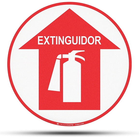 TRADESAFE Extinguidor Sign, Anti Slip Safety Sign, 17” Diameter Floor Sticker, 12 Mil Vinyl