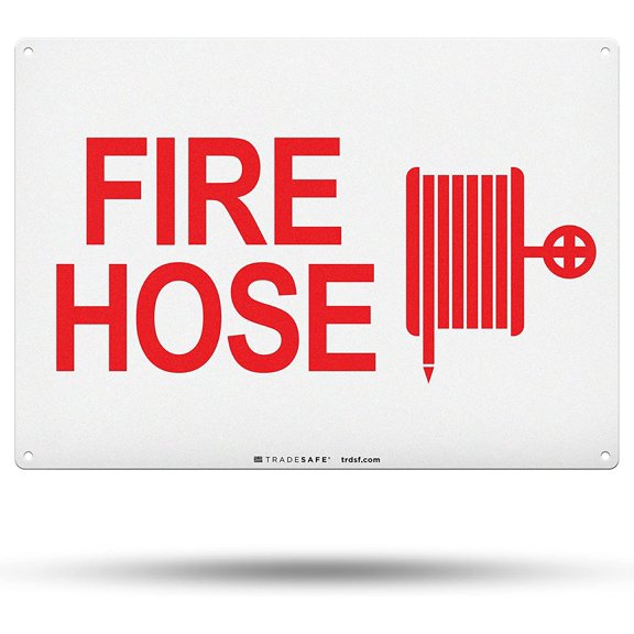 TRADESAFE Fire Hose Sign, Wall Fire Safety Signs, 14” x 10”, 40 Mil Aluminum Reflective Sign