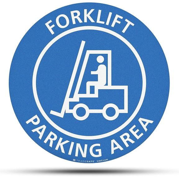 TRADESAFE Forklift Parking Area Sign, Anti Slip Safety Sign, 17” Diameter Floor Sticker, 12 Mil Vinyl