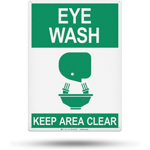 TRADESAFE Keep Clear Eye Wash Station Sign, Safety Wall Signs, 14” x 10”, 40 Mil Aluminum Safety Sign