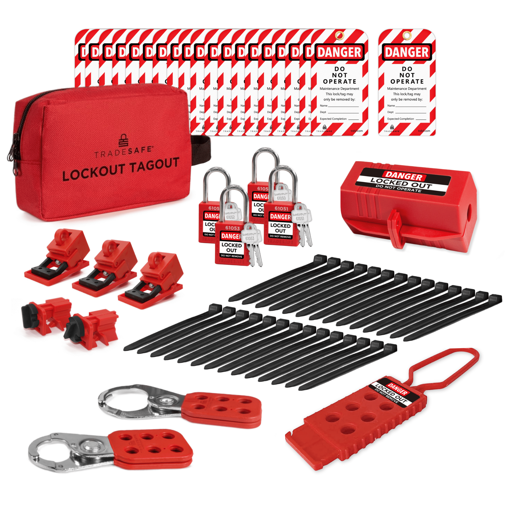 TRADESAFE Lockout Tagout Kit, LOTO Kit 34 Pcs, 2 Keys per Lock for ...