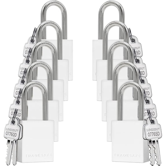 TRADESAFE Lockout Tagout Locks, Aluminum Padlocks Keyed Different, Silver Loto Locks 10 pcs, 2 Keys Each