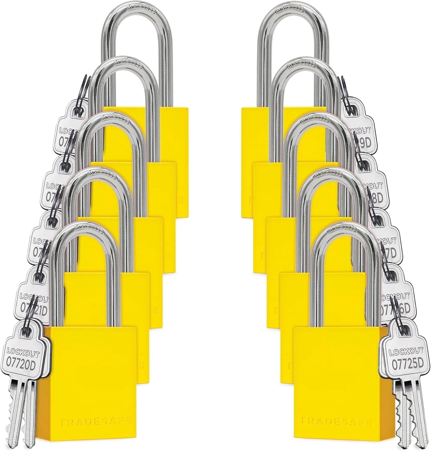 Yellow Python Lock Key Number TRADESAFE Lockout Tagout Locks, Aluminum Padlocks Keyed Different ...