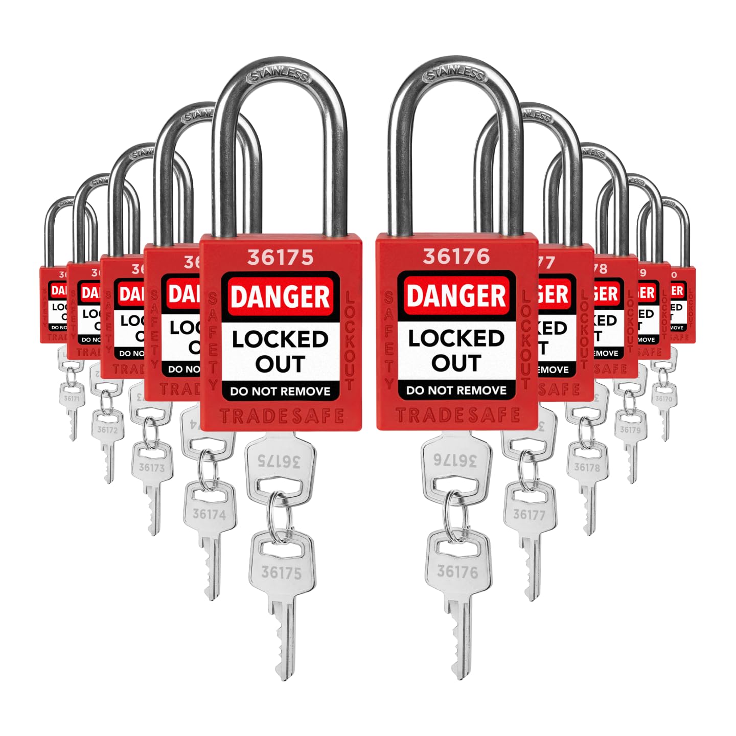 Lock Picking Kit 6 Set Lockout Tagout Kit - Red Safety Padlocks With Do ...