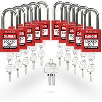 TRADESAFE Lockout Tagout Locks with Master Keys, Red Keyed Different LOTO Locks, 10 pcs, 2 Keys