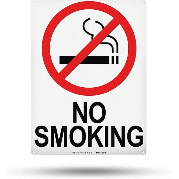 TRADESAFE No Smoking Sign, No Smoke Sign 10” x 14”, 40 Mil Aluminum Wall Warning Safety Signs