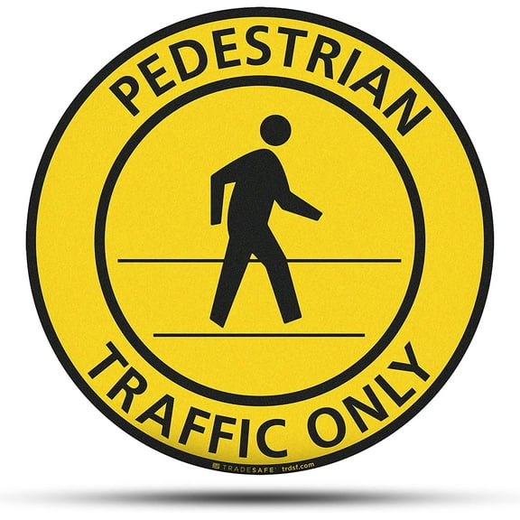 TRADESAFE Pedestrian Crossing Sign, Anti Slip Caution Sign, 17” Diameter Floor Sticker, 12 Mil Vinyl