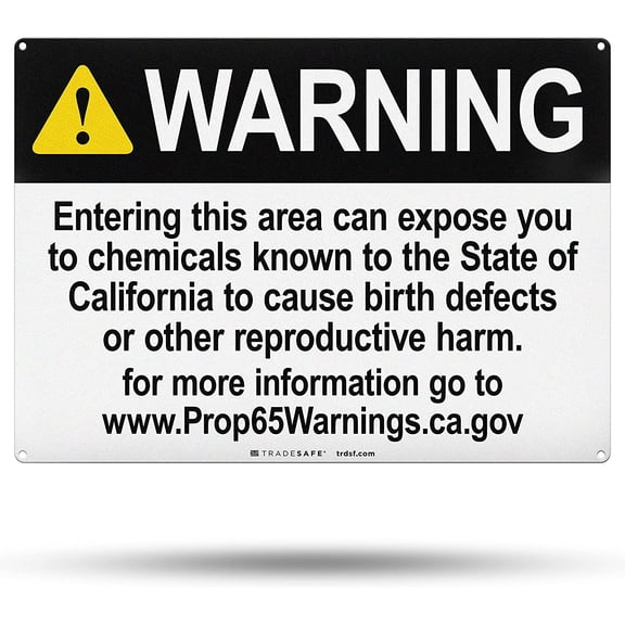 TRADESAFE Prop 65 Reproductive Harm Warning Signs, 14” x 10”, 40 Mil Aluminum Wall Safety Sign