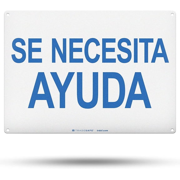 TRADESAFE SE NECESITA AYUDA, Help Wanted Sign, Wall Signs for Business, 14” x 10”, 40 Mil Aluminum Safety Sign