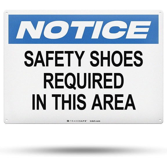 TRADESAFE Safety Shoes Required PPE Sign, Safety Wall Sign 14” x 10”, 40 Mil Aluminum Notice Signs