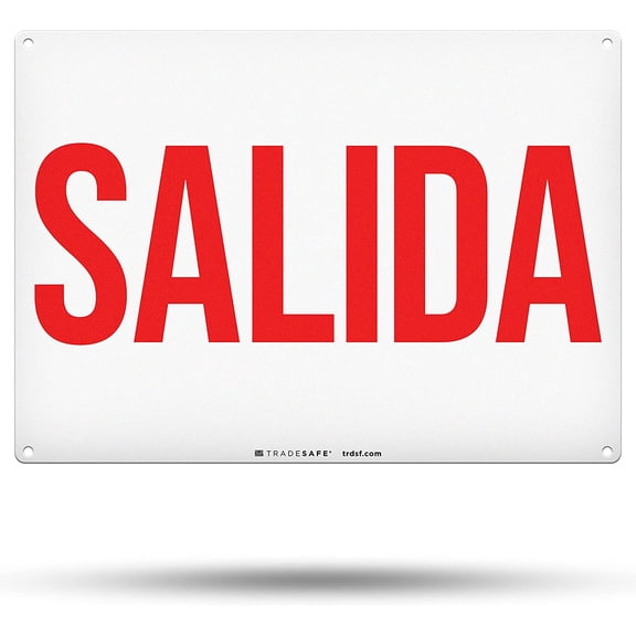 TRADESAFE Salida Spanish Exit Sign, Wall Safety Signs, 14” x 10”, 40 Mil Aluminum Safety Sign