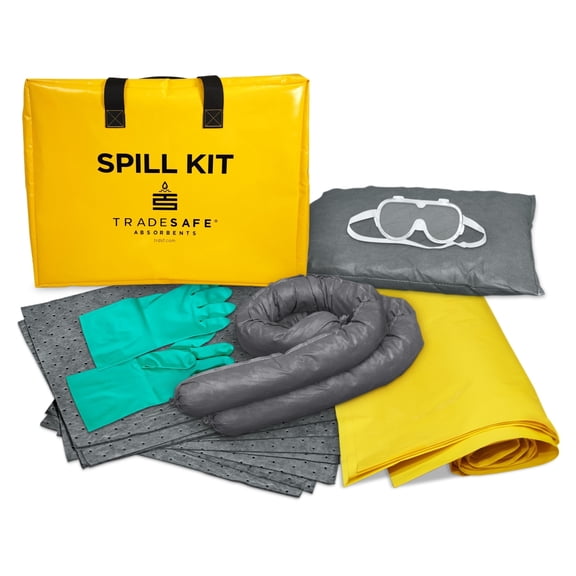 TRADESAFE Universal Spill Kit Bag, 7-Gallon Capacity Spill Kit for Oil and Chemical Spill, 19 Pcs