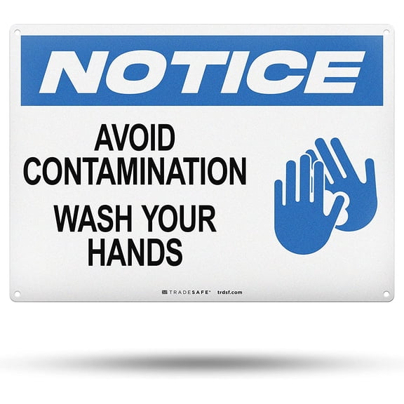TRADESAFE Wash Hands Sign, Wall Safety Signs, 14” x 10”, 40 Mil Aluminum Notice Sign
