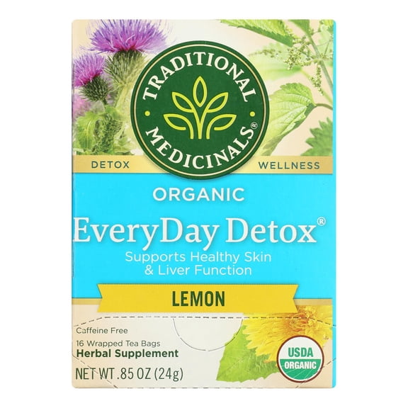 TRADITIONAL MED - Organic Lemon Detox Herbal Tea Bags - 85 OZ, Case of 6