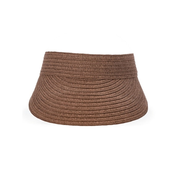 Time and Tru Women's Straw Visor Hat, Dark Brown