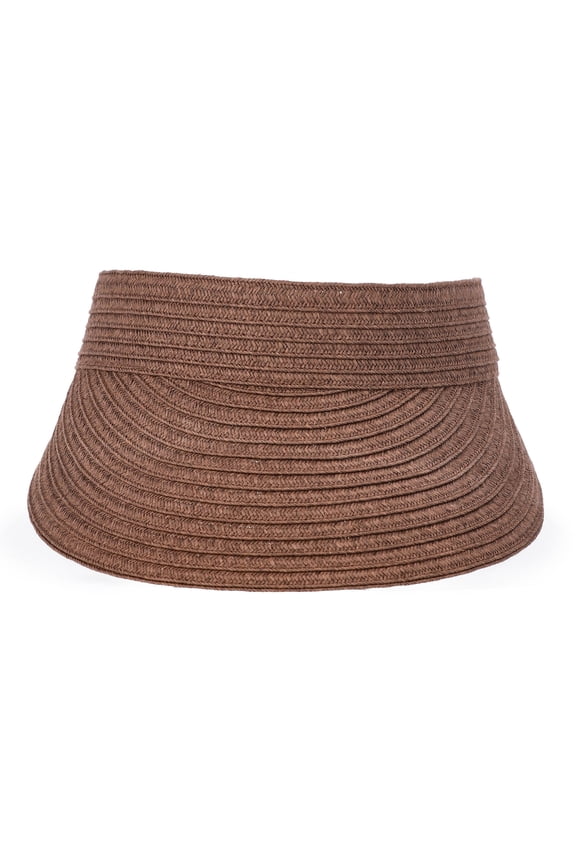 Women's Straw Visor Hat, Dark Brown