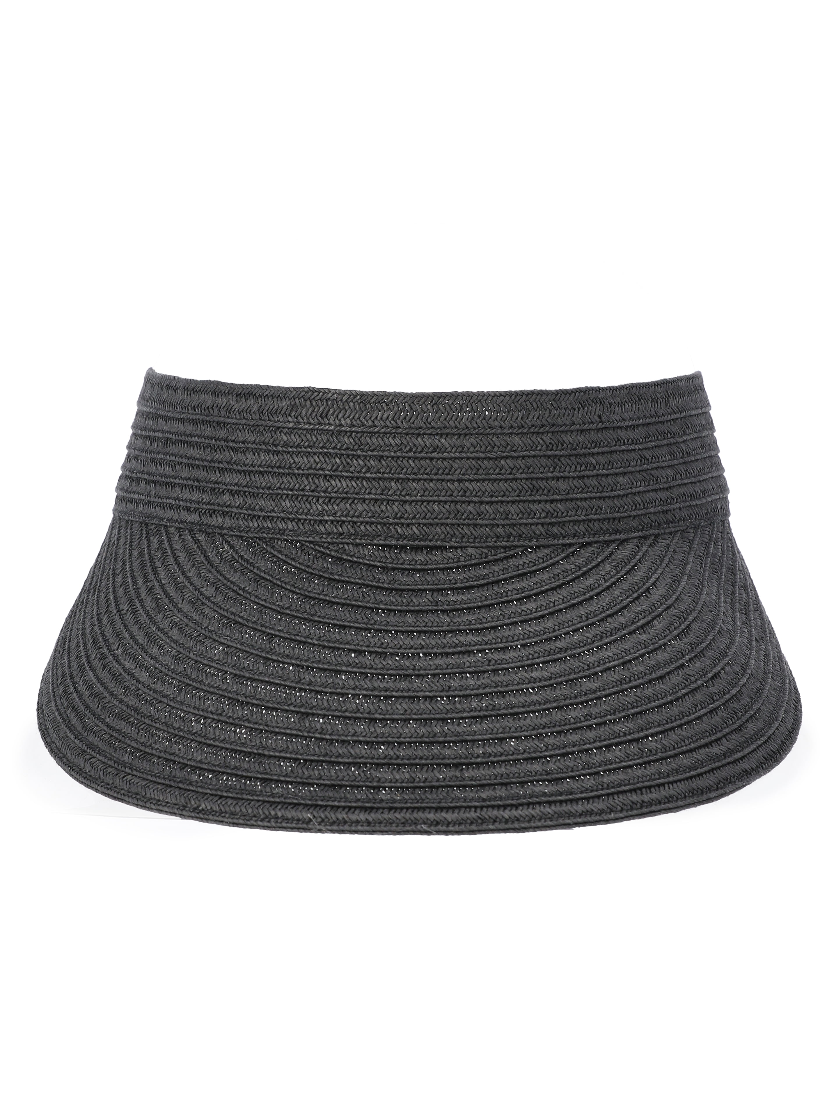 Time and Tru Women's Straw Visor Hat, Black