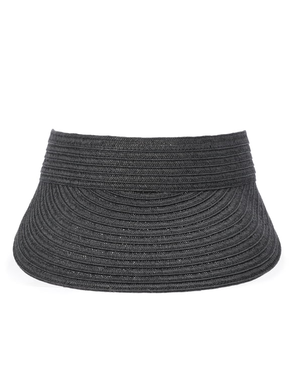 Women's Straw Visor Hat, Black