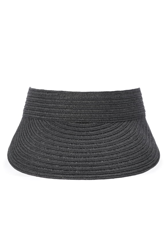 Women's Straw Visor Hat, Black