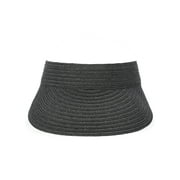 Time and Tru Womens Straw Visor Hat, Black