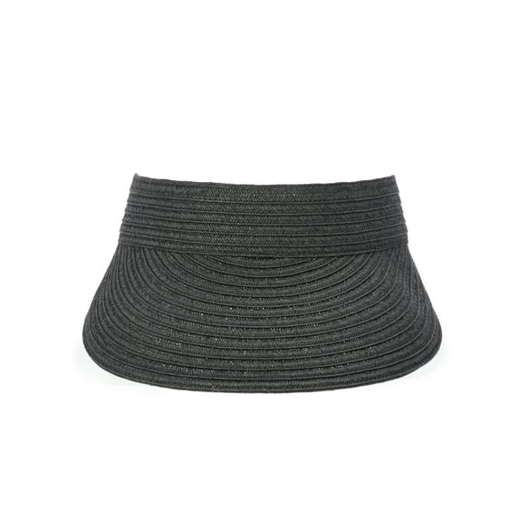 Time and Tru Women's Straw Visor Hat, Black
