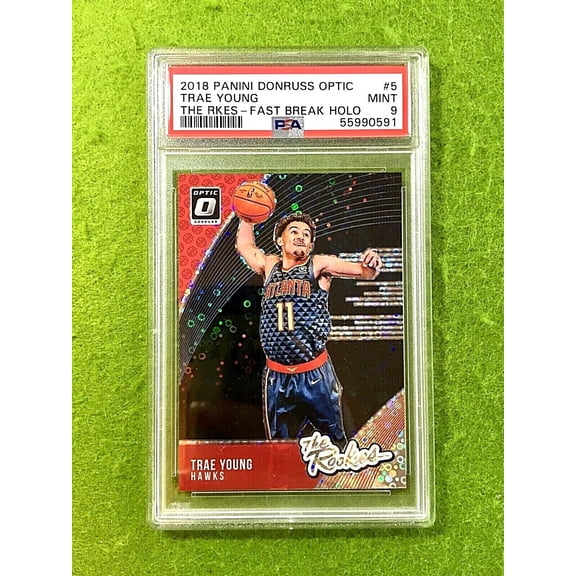 TRAE YOUNG HOLO PRIZM ROOKIE CARD PSA 9 MINT 2018 Optic Trae Young FAST BREAK RC