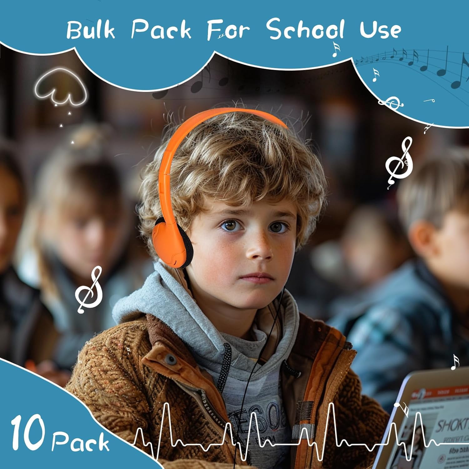 Adjustable Children Headphones 30 Pack Classroom Headphones Bulk