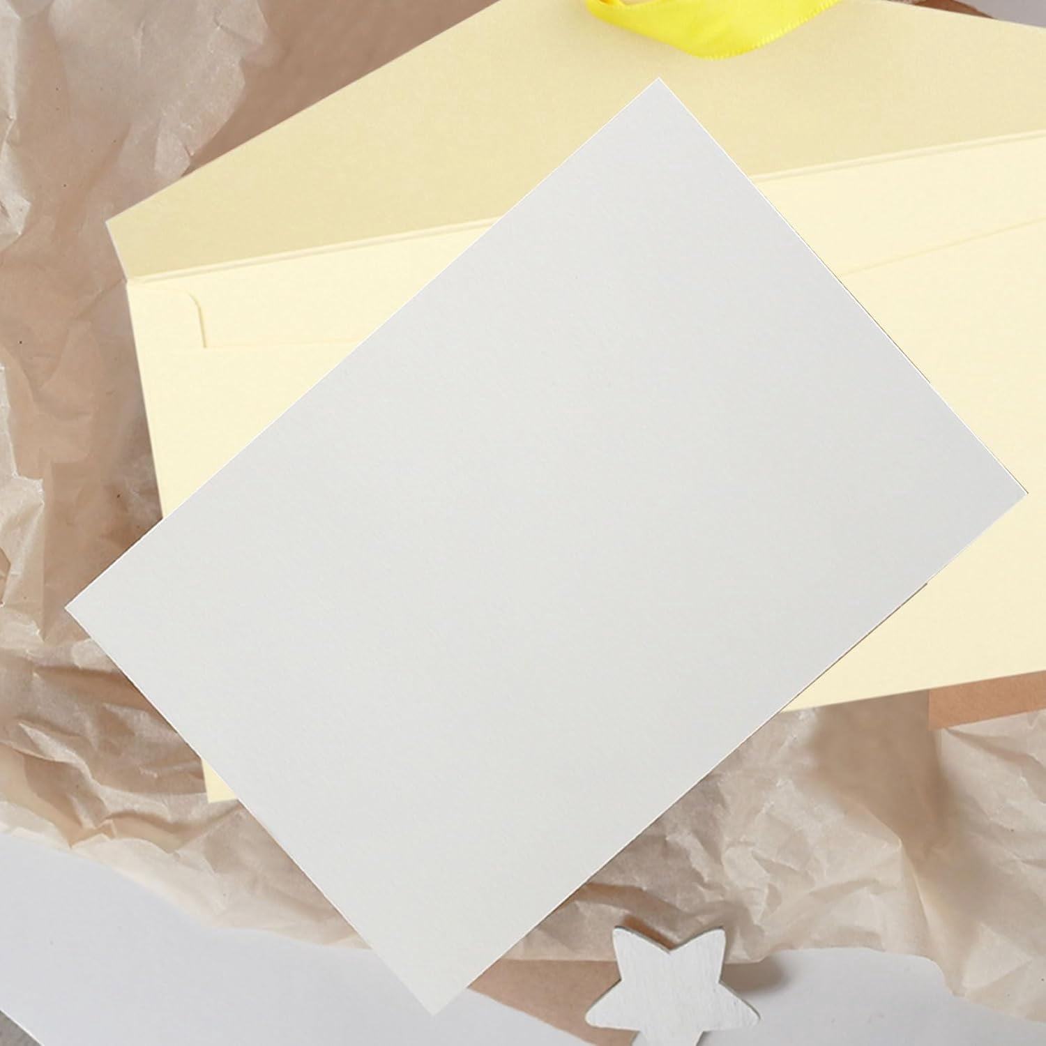 TRAHOO-10 Pack Kraft Paper Envelopes with Ribbons, Invitation Greeting ...