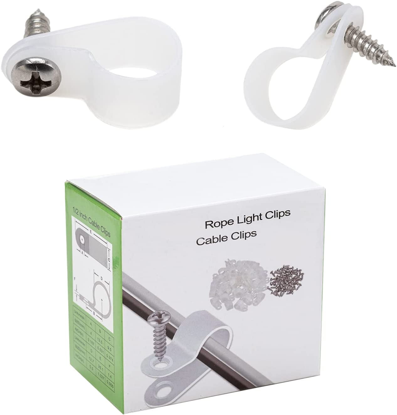 TRAHOO-100 Pack 1/2 inch Rope Light Clips P-Style Rope Light Mounting ...