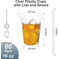 TRAHOO100 Pack 16 oz Clear Plastic Cups with Lids and Straws, Sturdy