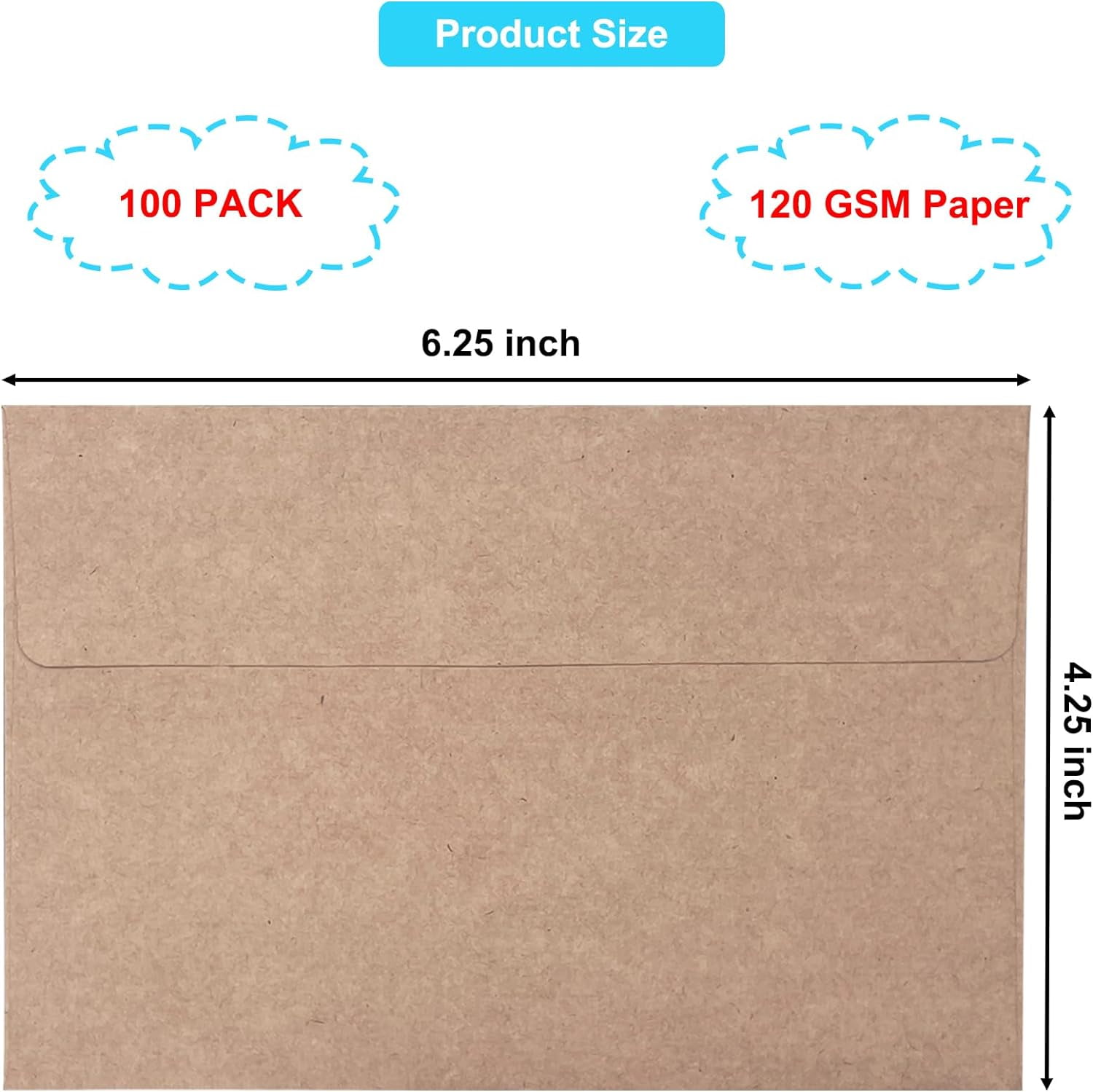 TRAHOO100 Pack 4x6 Envelopes for Invitations, Brown Kraft Envelopes