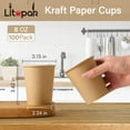 TRAHOO100 Pack 8 oz Kraft Paper Cups, Disposable Coffee Cups