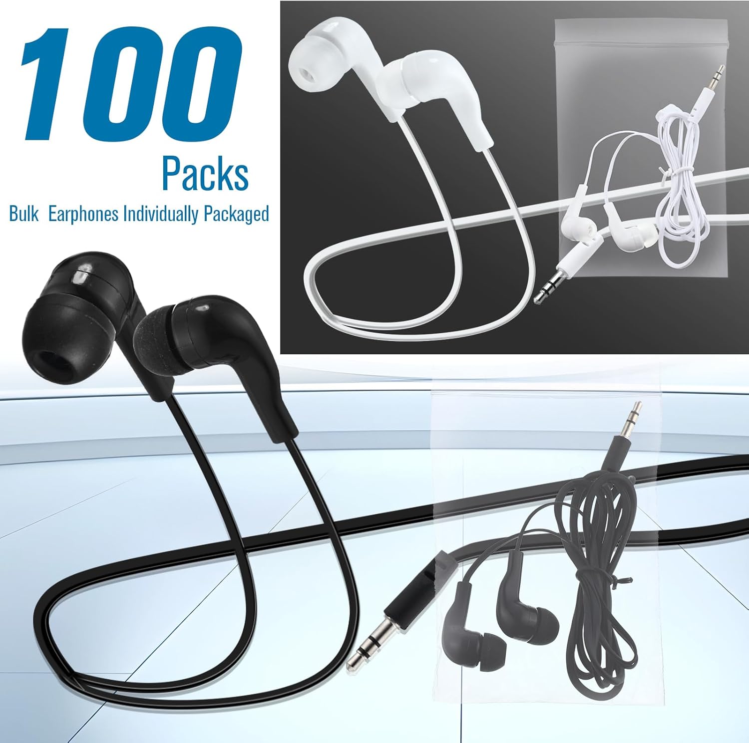 TRAHOO100 Pack Bulk Earbuds for Kids Students Children Classroom Ear