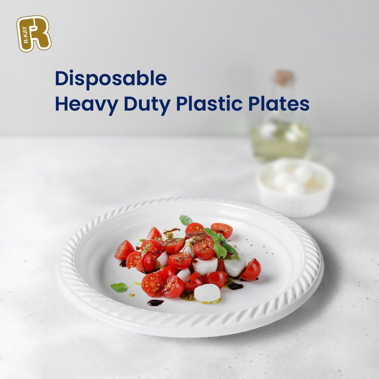 TRAHOO100 Pack Plastic Plates Disposable Heavy Duty 9 Inch White