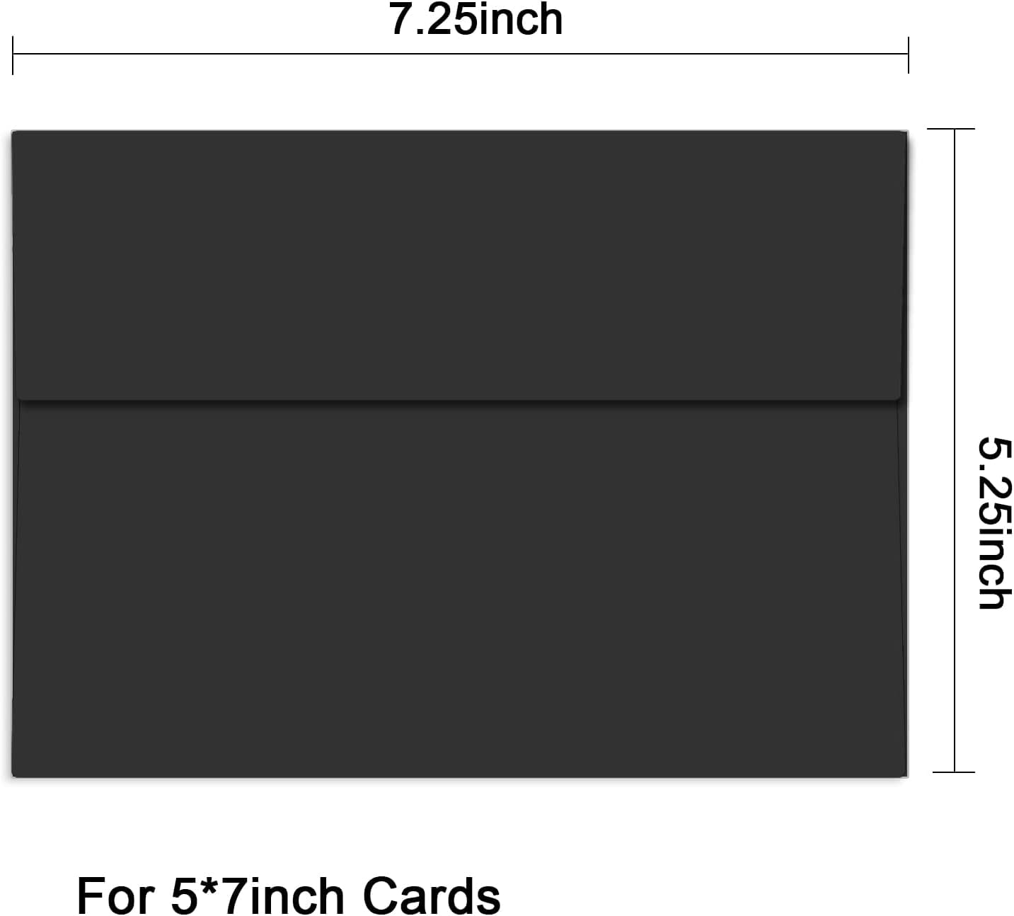 TRAHOO-100 Packs Black 5x7 Envelopes, 5x7 Envelopes for Invitation, A7