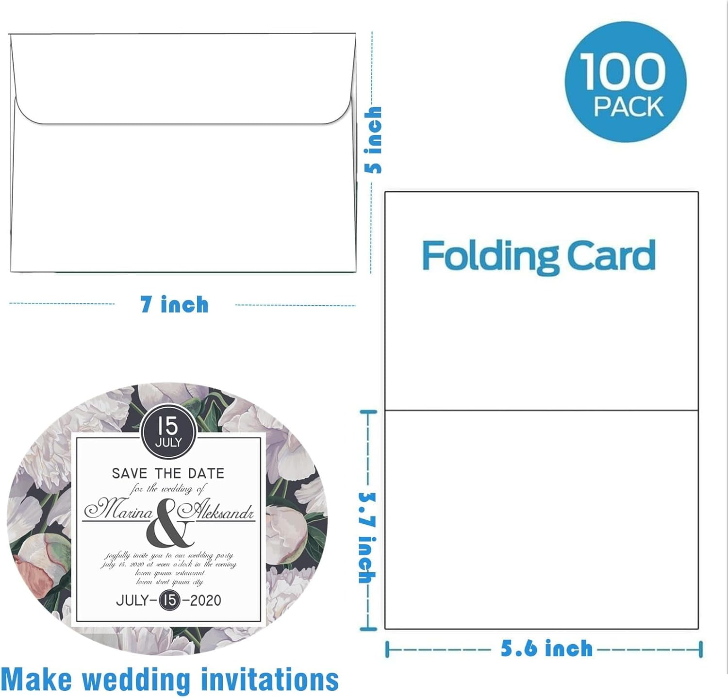 TRAHOO100 Packs Blank Cards And Envelopes Folded Cardstock With