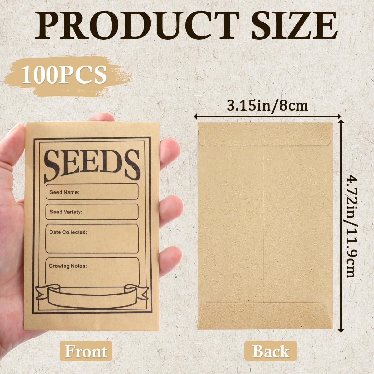 TRAHOO100 Pcs Seed Saving Envelopes, 3.1 × 3.9 inch Seed Packets
