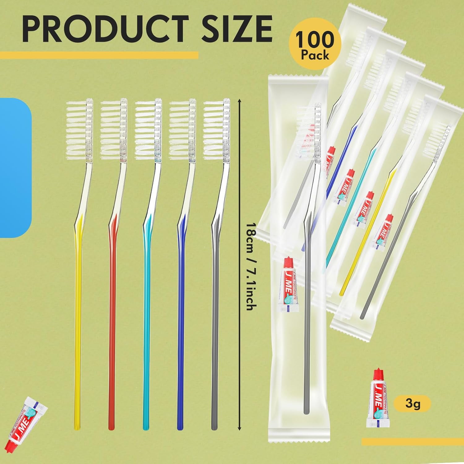 TRAHOO100 Sets Disposable Toothbrushes with Toothpaste Individually