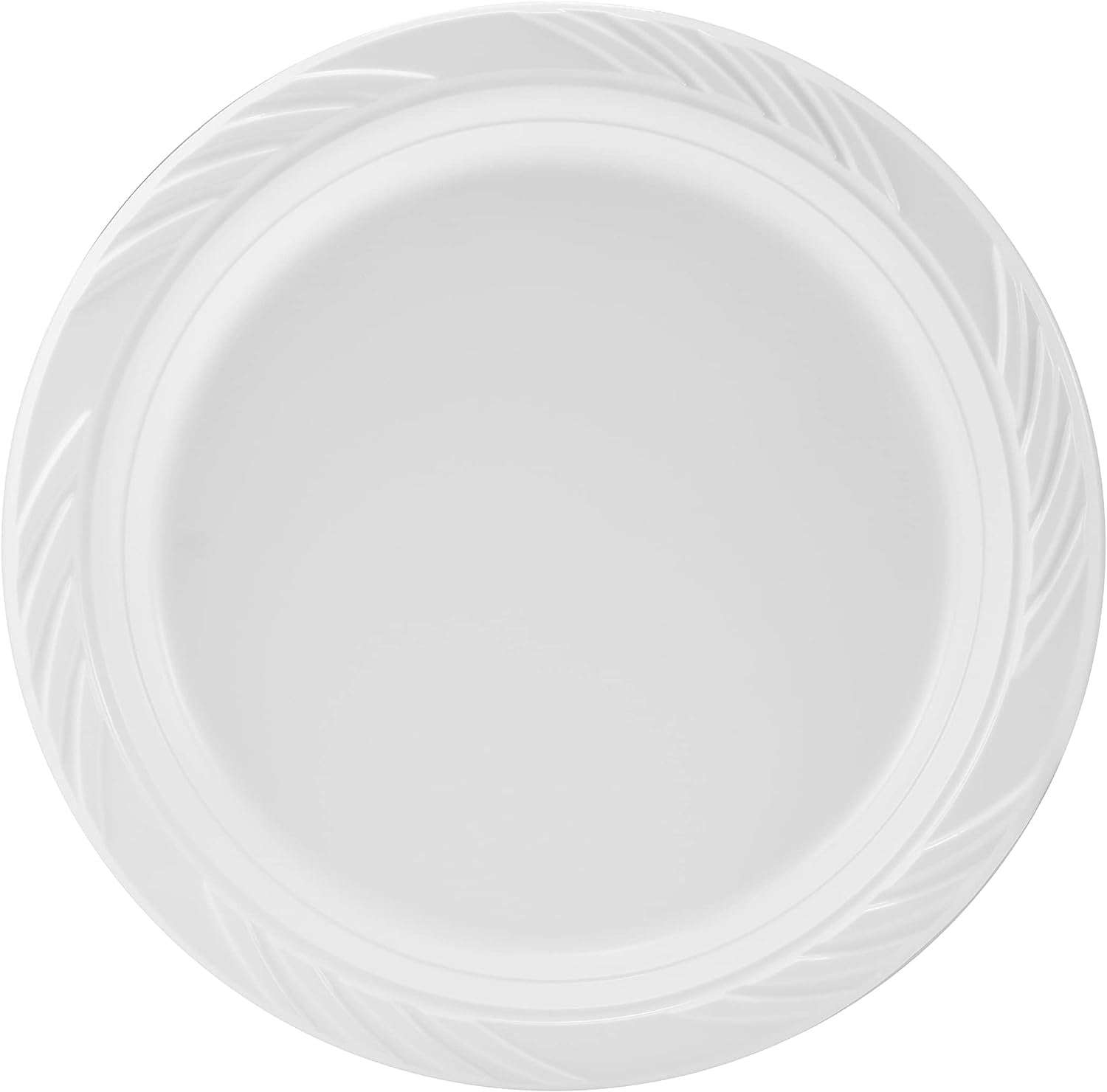 TRAHOO100 White Plastic Plates Set 9 Inch Plastic Dinner Plates